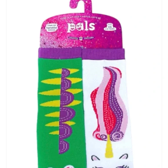 NWT PALS youth mismatched Dragon and Unicorn whimsical socks - Picture 2 of 3